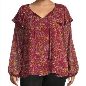 NWOT Bobeau Plus Darla Chiffon Blouse 2X